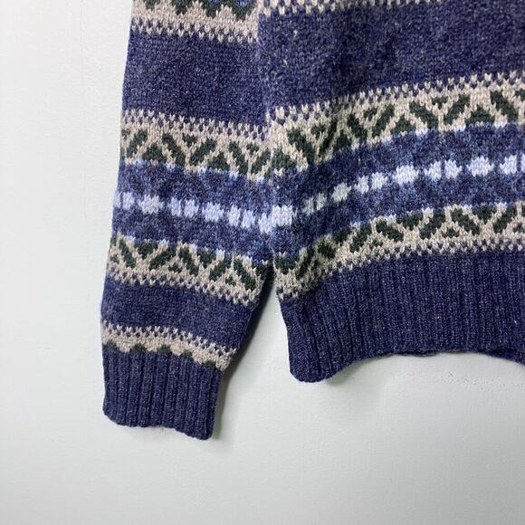 Vintage Club Room by Charter Club Blue 100% Lambswool Fair Isle Sweater Men's L - Picture 6 of 12